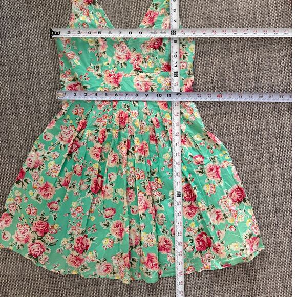 100% Cotton Fit Flare Floral Sleeveless Tie Back Mini Dress Preppy Cottagecore M - Picture 7 of 7